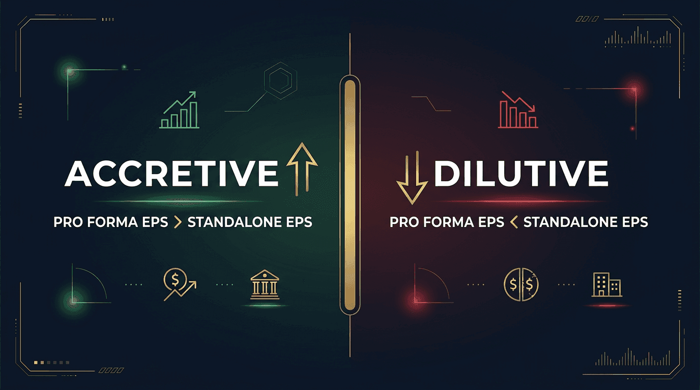 Accretive vs dilutive M&A deals: when pro forma EPS increases or decreases relative to standalone EPS