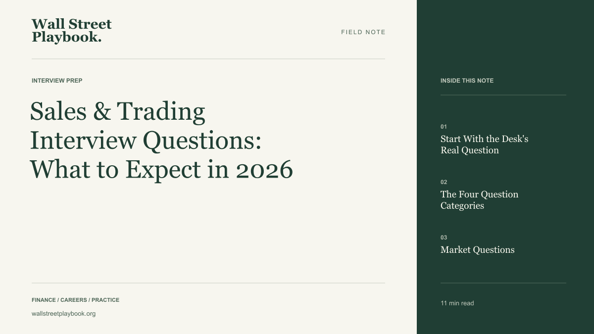 Field Note: Sales & Trading Interview Questions: What to Expect in 2026